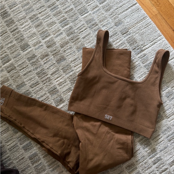 SET Active Pants - SET Active Sculptflex Brown Ribbed Active Set